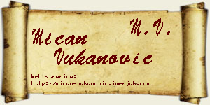 Mićan Vukanović vizit kartica
